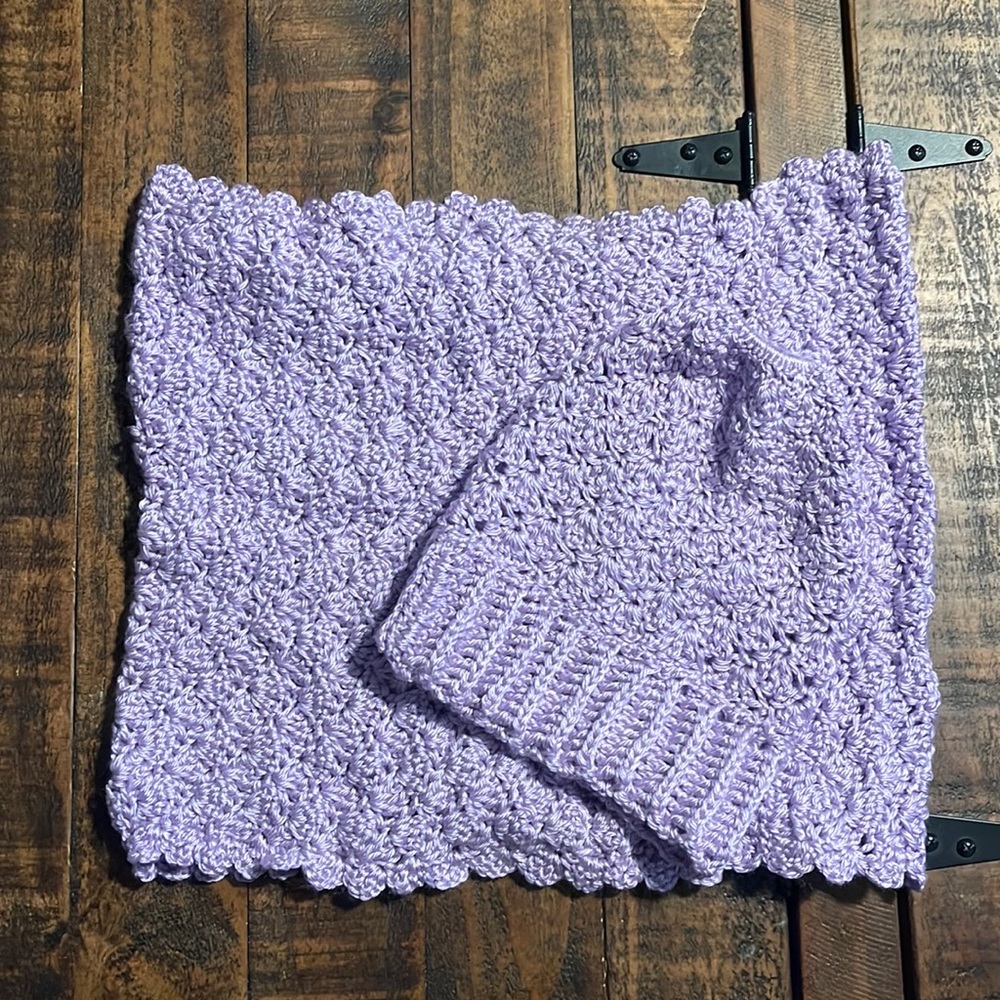 By Me - Homemade Scarf and Hat Set - Size: OS
